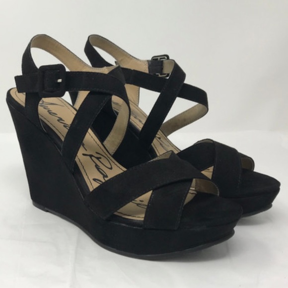 American Rag Women's 'Rachey' Black Suede Wedge Platform Heel Sandals Size 8.5 M - Picture 3 of 13